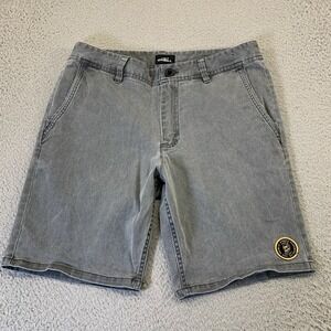 O'neill Denim‎ Beach Shorts Mens 32 Gray Standad Fit 9" Inseam Zip Cotton Blend